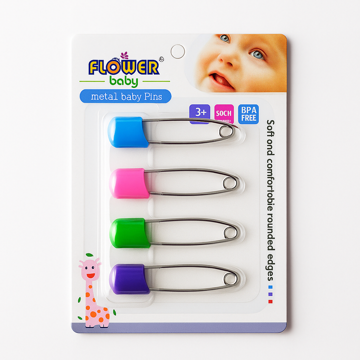 SUNSHINE GIRLS SAFETY PIN PLAIN MULTI COLOURS PACK OF 4