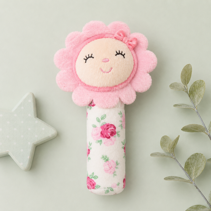 Baby Squeeze Me Rattle Sunflower Pink - Sunshine – Baby Planet