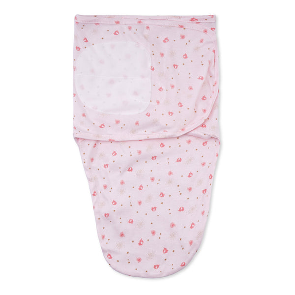 Adjustable Baby Swaddle With Cap Pink Elephants (0-6 Months) - Sunshine