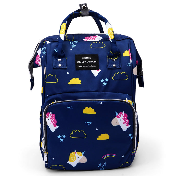 SUNSHINE BABY DIAPER BAG UNICORN AND CLOUDS NAVY BLUE