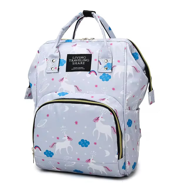 BABY DIAPER BAG (WATERPROOF) UNICORN LIGHT GREY- SUNSHINE