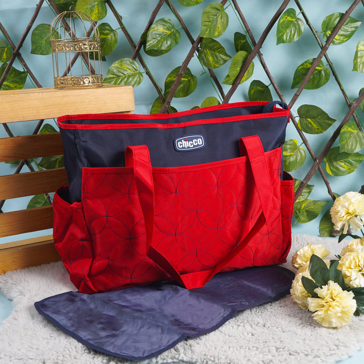 SUNSHINE BABY CHICCO EMBROIDRDERED DIAPER BAG RED