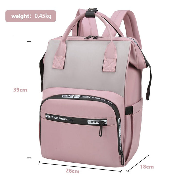 SUNSHINE BABY DIAPER BAG (WATERPROOF) TEXT PRINT PEACH AND GREY