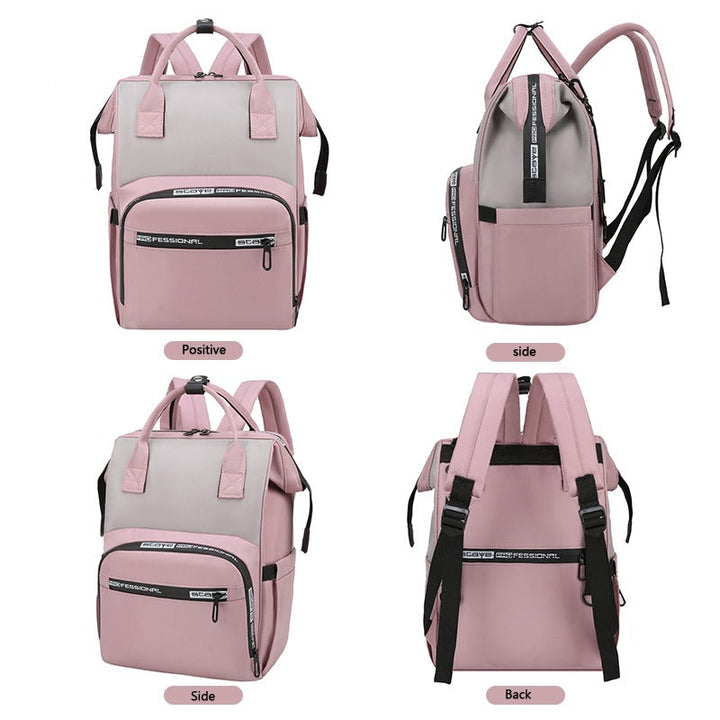 SUNSHINE BABY DIAPER BAG (WATERPROOF) TEXT PRINT PEACH AND GREY