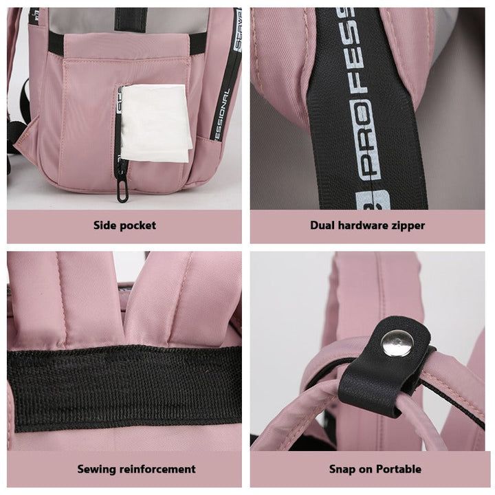 SUNSHINE BABY DIAPER BAG (WATERPROOF) TEXT PRINT PEACH AND GREY