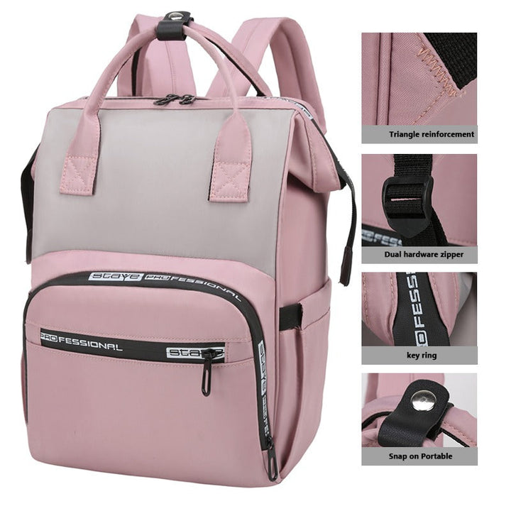 SUNSHINE BABY DIAPER BAG (WATERPROOF) TEXT PRINT PEACH AND GREY