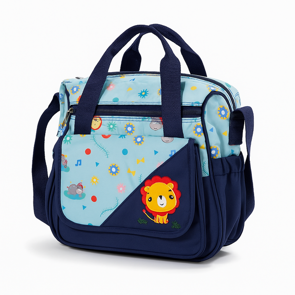 SUNSHINE BABY SMALL DIAPER BAG FLOWERS AND LION NAVY BLUE