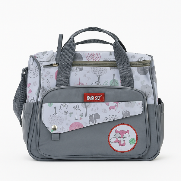 SUNSHINE BABY SMALL DIAPER BAG ANIMALS GREY BABY SKY