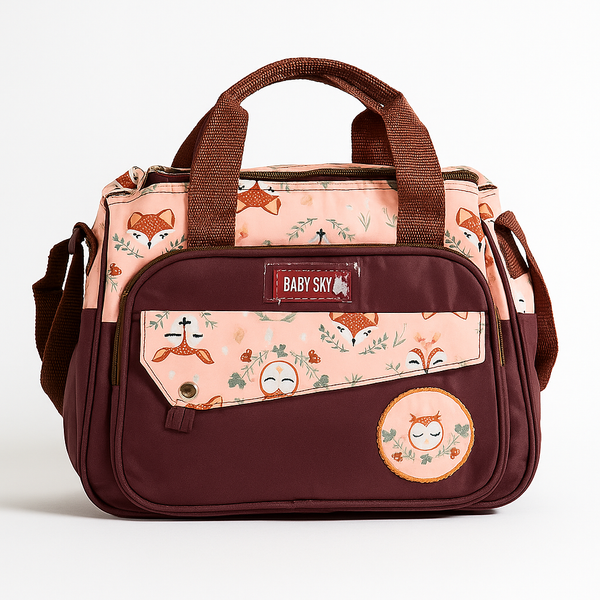 SUNSHINE BABY SMALL DIAPER BAG OWL BROWN  BABY SKY