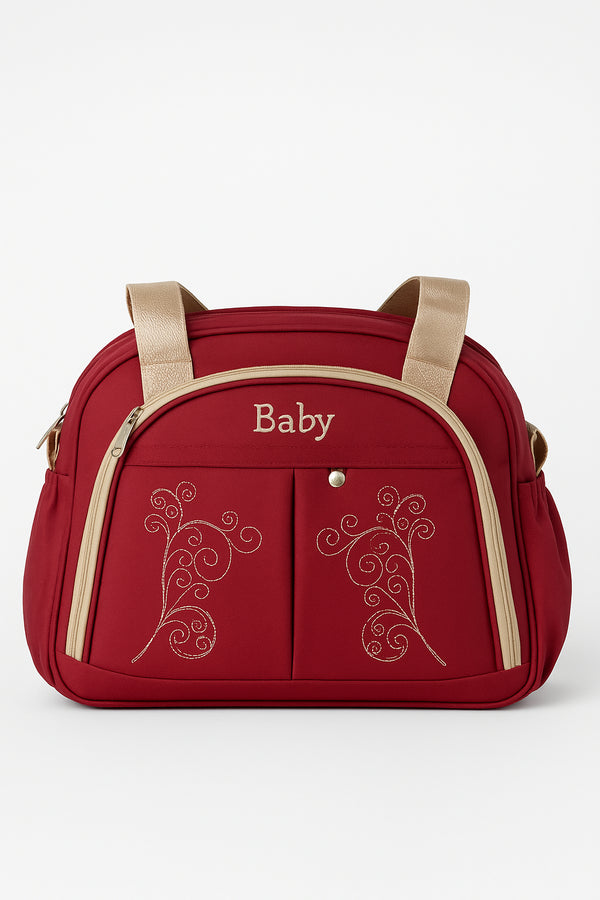 Baby Diaper Bag Emb Maroon (Small) - Sunshine