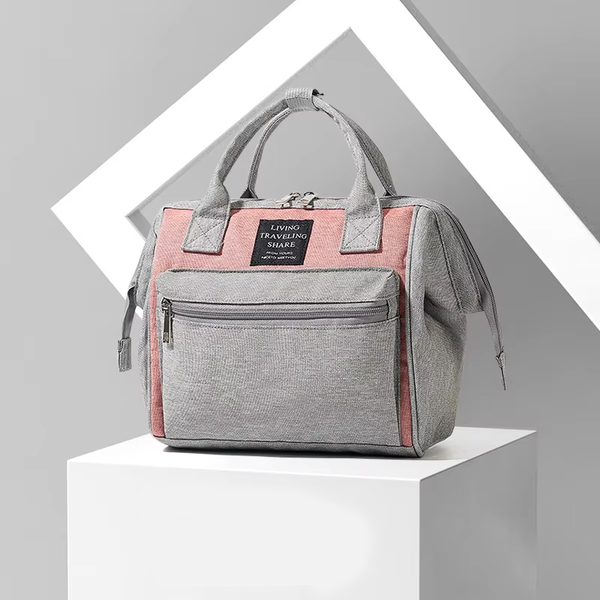 SUNSHINE BABY MINI DIAPER BAG GREY & PEACH