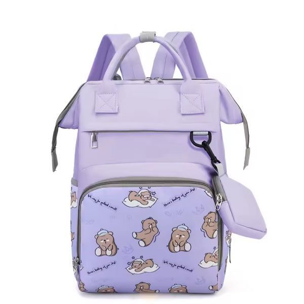 SUNSHINE BABY DIAPER BAG SLEEPING TEDDY BEAR PURPLE