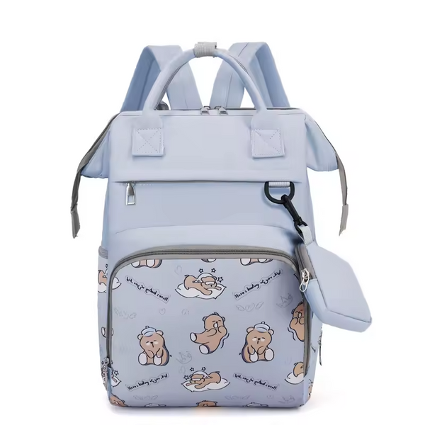 SUNSHINE BABY DIAPER BAG SLEEPING TEDDY BEAR GREY
