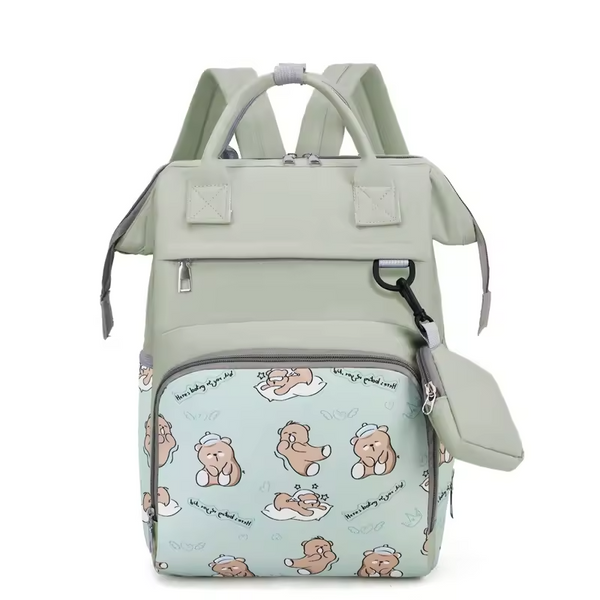 SUNSHINE BABY DIAPER BAG SLEEPING TEDDY BEAR GREEN