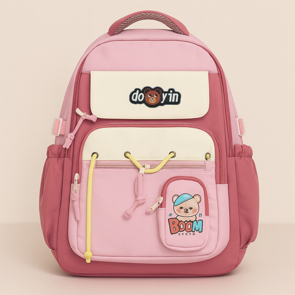 SUNSHINE BABY SCHOOL BAG BOOM BEAR PINK (DOOYIN)