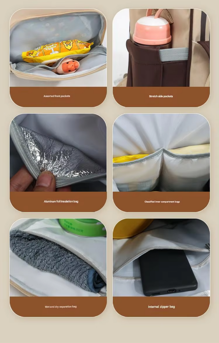 SUNSHINE BABY DIAPER BAG BEIGE & BROWN (MOMS LOVE)