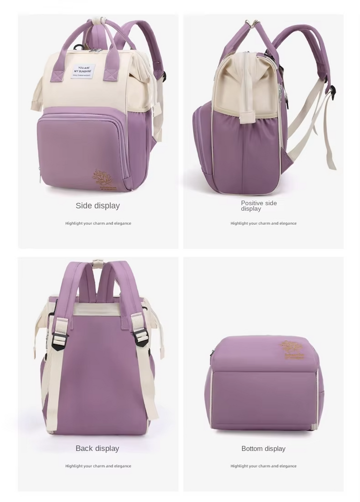 SUNSHINE BABY DIAPER BAG LEAVE OFFWHITE & PURPLE