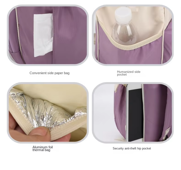 SUNSHINE BABY DIAPER BAG LEAVE OFFWHITE & PURPLE