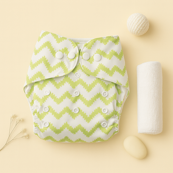 SUNSHINE BABY REUSABLE NAPPY STRIPES GREEN 0-24M