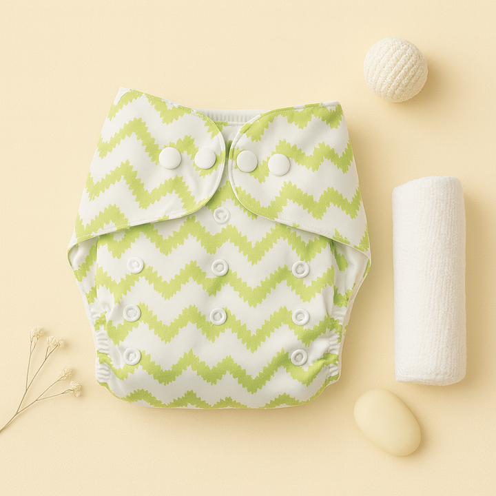 SUNSHINE BABY REUSABLE NAPPY STRIPES GREEN 0-24M