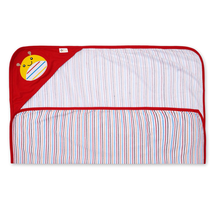 SUNSHINE BABY HOODED WRAPPING SHEET STRIPES RED