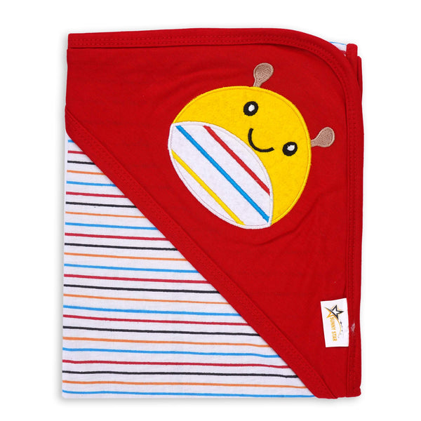 SUNSHINE BABY HOODED WRAPPING SHEET STRIPES RED
