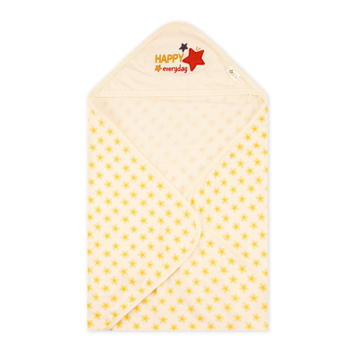 SUNSHINE BABY HOODED WRAPPING SHEET STARS YELLOW