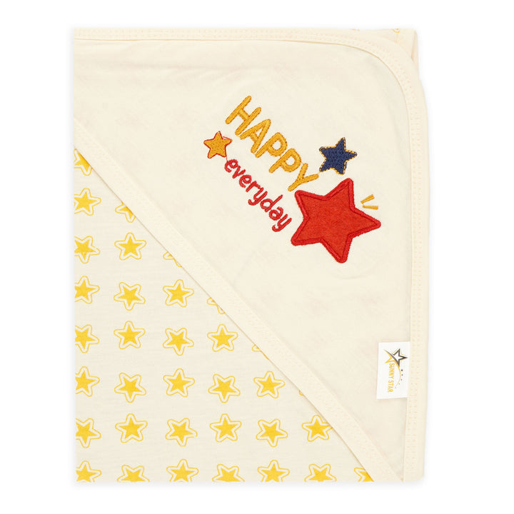 SUNSHINE BABY HOODED WRAPPING SHEET STARS YELLOW