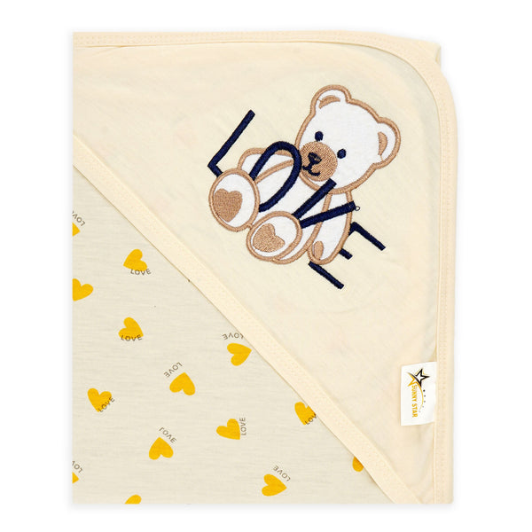 SUNSHINE BABY HOODED WRAPPING SHEET HEARTS YELLOW