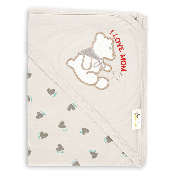 SUNSHINE BABY HOODED WRAPPING SHEET HEARTS GREY