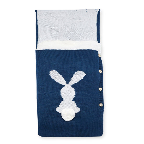 Baby Knitted Sleeping Bag Rabbit Navy Blue - Sunshine
