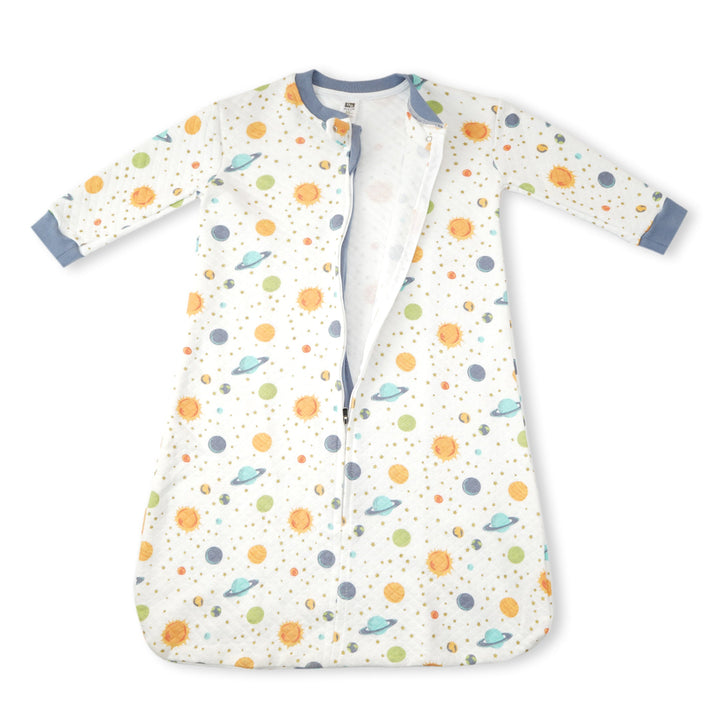 Baby Premium Quilted Long Sleeve Sleeping Bag Swaddle Space White & Na