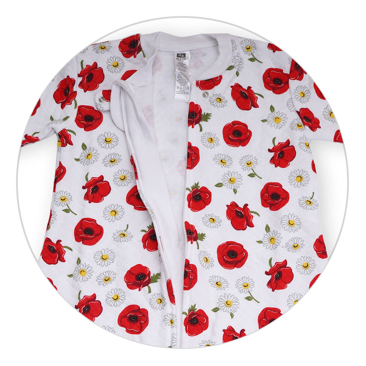 SUNSHINE BABY SWADDLE HB RED AND WHITE FLOWERS 6-12M