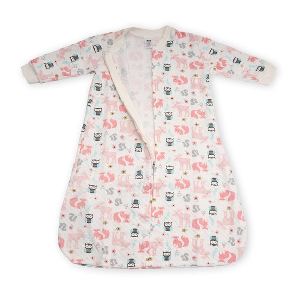 Baby Premium Quilted Long Sleeve Sleeping Bag Swaddle Animals Pink S