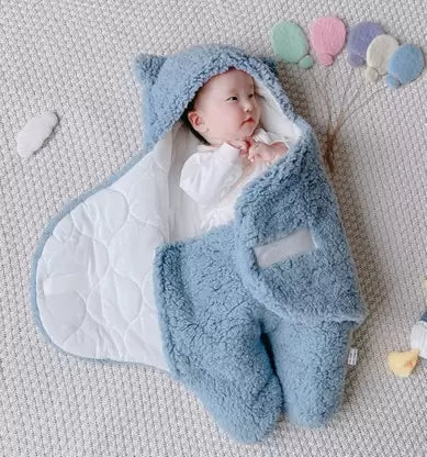 BABY WOOLEN SLEEPING SWADDLE BLUE - SUNSHINE