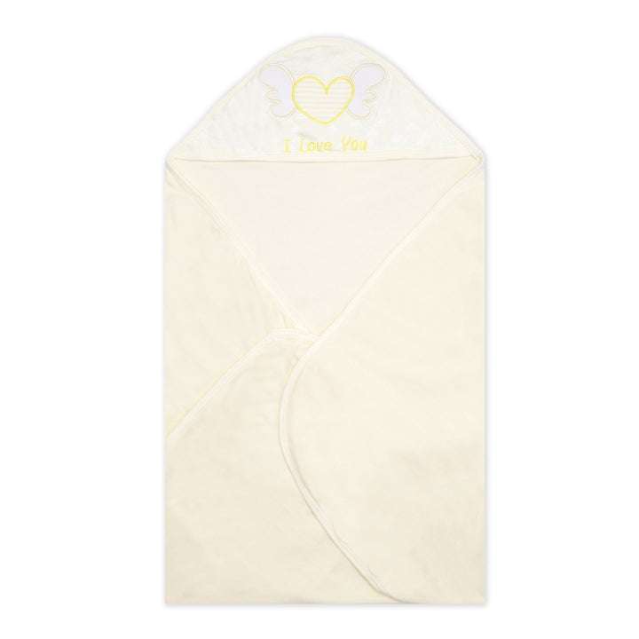 SUNSHINE BABY HOODED WRAPPING SHEET HEART WINGS YELLOW