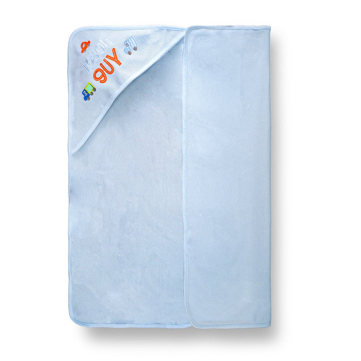 BABY HOODED WRAPPING SHEET CAR BLUE- SUNSHINE