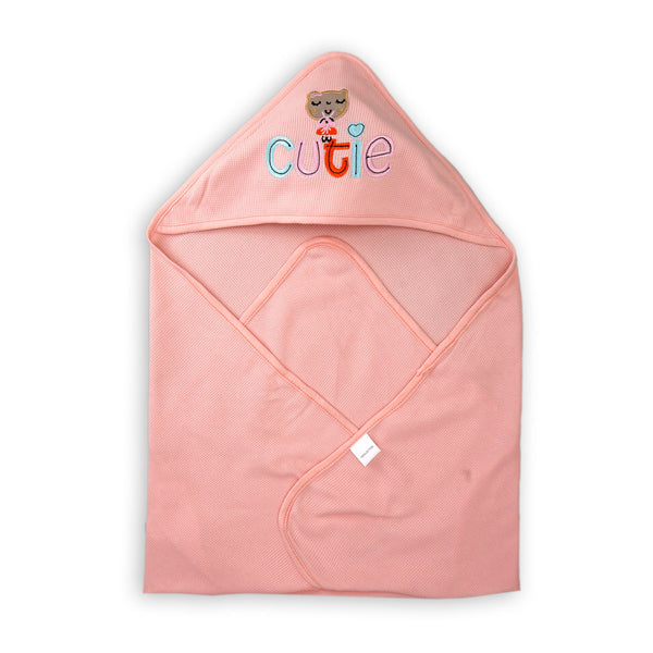 BABY HOODED WRAPPING SHEET   CUTIE PEACH- SUNSHINE