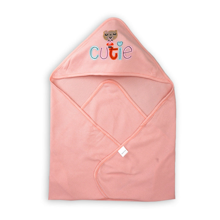 BABY HOODED WRAPPING SHEET   CUTIE PEACH- SUNSHINE