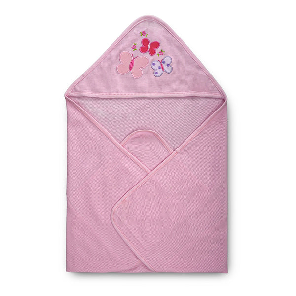 BABY HOODED WRAPPING SHEET BUTTERFLY PINK- SUNSHINE
