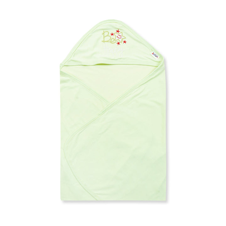 BABY HOODED WRAPPING SHEET SOLID GREEN - SUNSHINE