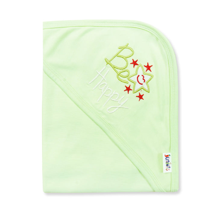 BABY HOODED WRAPPING SHEET SOLID GREEN - SUNSHINE