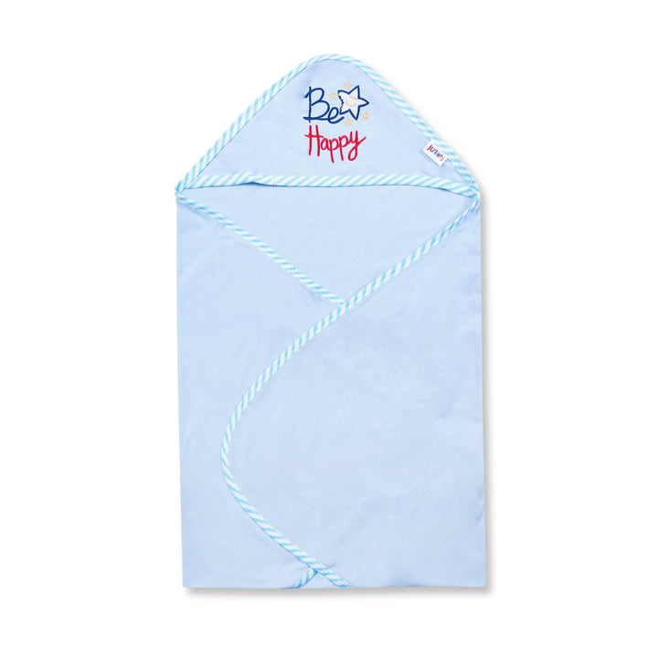 BABY HOODED WRAPPING SHEET STRIPES BORDER BLUE - SUNSHINE