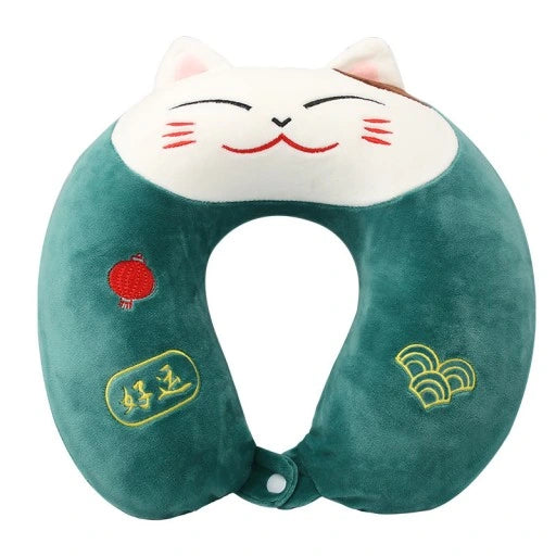 SUNSHINE KIDS NECK PILLOW KITTY DARK GREEN