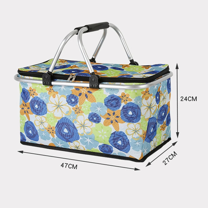 SUNSHINE STEEL HANDLE STORAGE BASKET FLOWERS MULTICOLOR