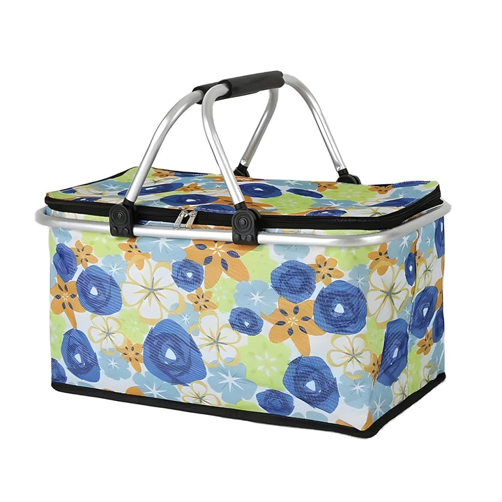 SUNSHINE STEEL HANDLE STORAGE BASKET FLOWERS MULTICOLOR