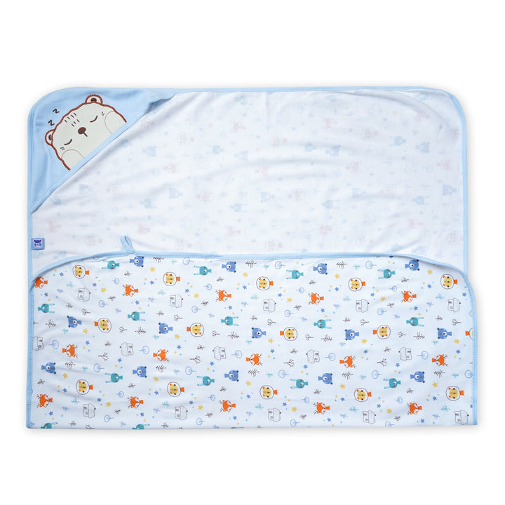 SUNSHINE BABY WRAPPING SHEET ANIMALS WHITE AND SKY BLUE