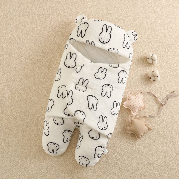 BABY FLEECE SWADDLE BUNNY WHITE  - SUNSHINE 6-9M