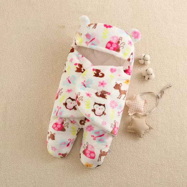 BABY FLEECE SWADDLE ANIMAL PINK - SUNSHINE 6-9M