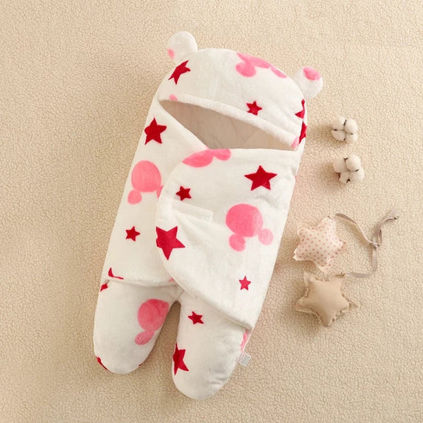 BABY FLEECE SWADDLE STAR MINIE PINK  - SUNSHINE 6-9M